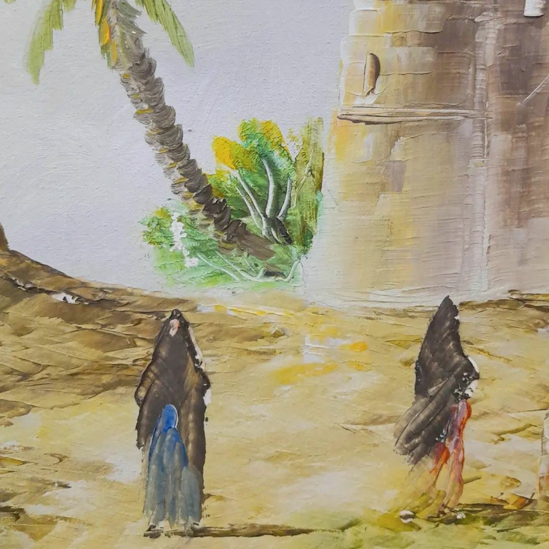 Oil Painting of Mural Depicting The Heritage of the Emirates – in a Golden Frame