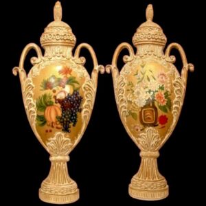 Classic Wooden Wall Art Pair Vases - French Renaissance