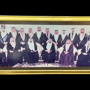 Large Vintage Photo of His Highness Sheikh Zayed Bin Sultan Al Nahyan and His 19 Sons