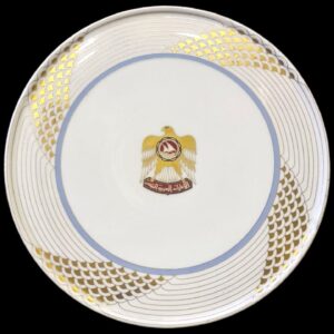 Large Porcelain Plate with First Emirates Logo decorated with Gold by Skala the German Manufacturer